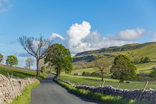 Valley scenes in the Yorkshire Dales National Park in spring on a sunny day