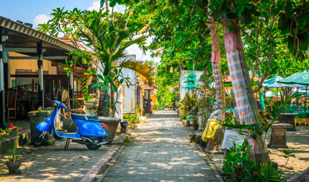 istock Traditional Bali cafe with decorated umbrellas, Indonesia 1497271312