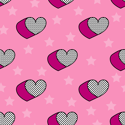 Seamless pattern. Abstract pink background with hearts. Abstract pink background with little hearts. Decoration banner themed Lol surprise doll girlish style