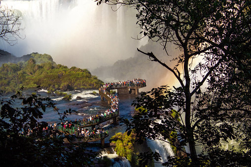 View of the Iguazu Falls, border between Brazil and Argentina. located in the Iguaçu National Park, a UNESCO World Heritage Site.