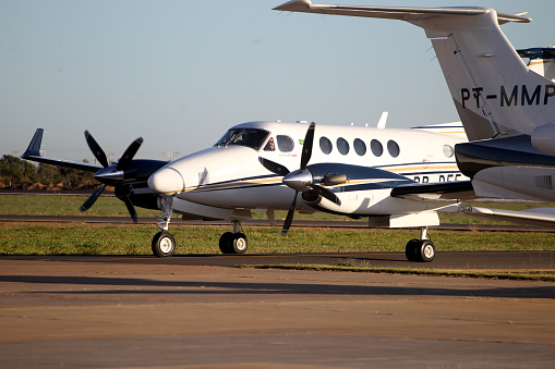 luiz eduardo magalhaes, bahia, brazil - june 5, 2023: passenger plane at an airport depart in western bahia.