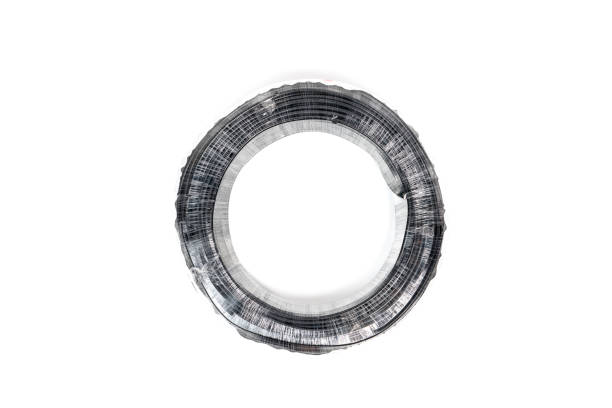 Coil of electrical wire isolated on white background