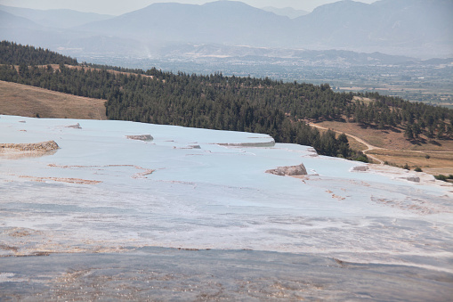 Vacation in Turkey view of Cotton Castle during summer which located in Pamukkale