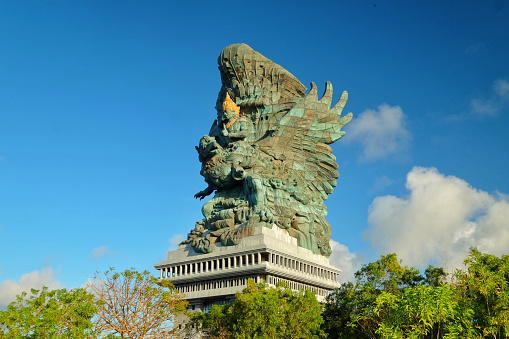 The tallest statue in Indonesia in Jimbaran, Bali, looks very majestic and beautiful yesterday afternoon.