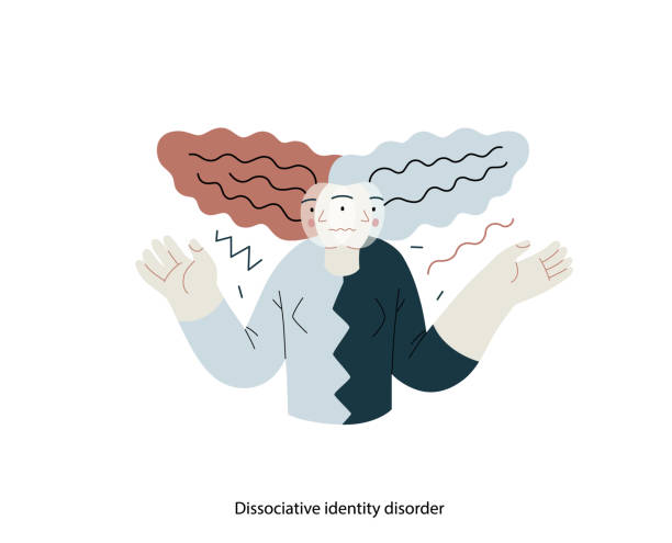 Mental disorders vector illustration series Mental disorders illustration. Dissociative identity disorder - modern flat vector illustration of a woman meeting with split personality. People emotional, psychological, mental traumas concept dissociative identity disorder stock illustrations