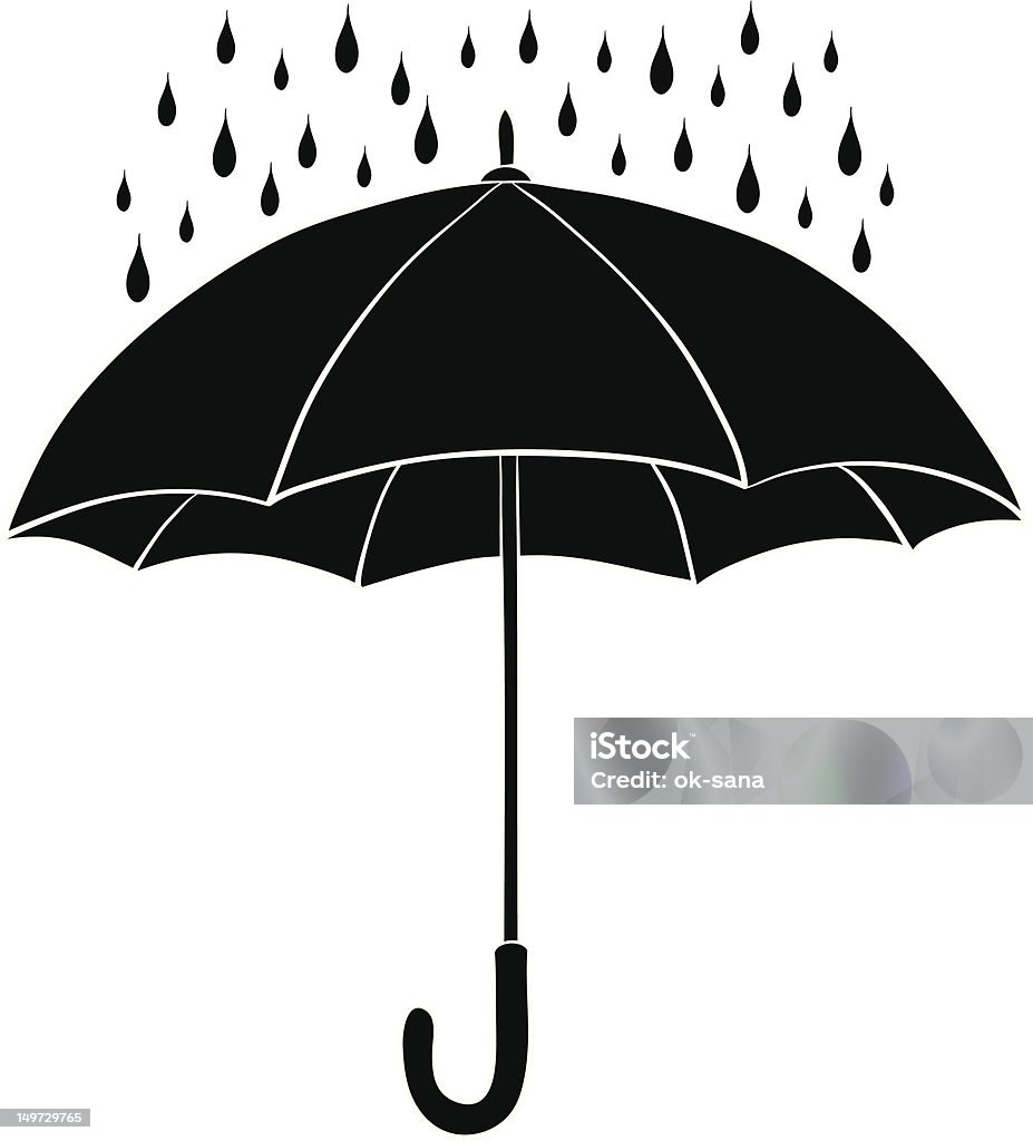Guarda-chuva e a chuva, silhuetas - Royalty-free Guarda-chuva arte vetorial