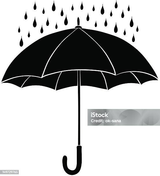 Guardachuva E A Chuva Silhuetas - Arte vetorial de stock e mais imagens de Guarda-chuva - Guarda-chuva, Preto e Branco, Acessório