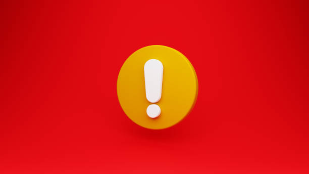 istock Red exclamation mark symbol and attention or caution sign icon on alert danger problem background. 3D rendering 1497297961