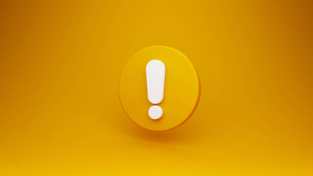 istock Yellow exclamation mark symbol and attention or caution sign icon on alert danger problem background. 3D rendering 1497297968