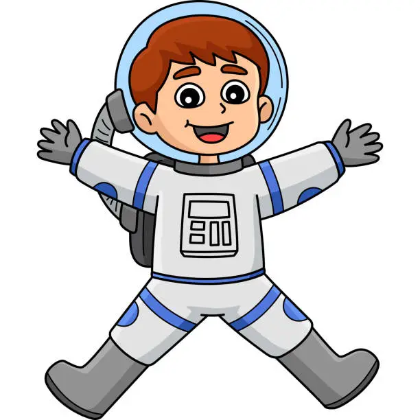 Vector illustration of Astronaut Dad Cartoon Colored Clipart Illustration