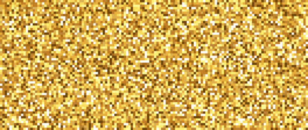 istock Seamless pixelated golden texture. Yellow noise grain pattern. Shining gold mosaic background. Yellow orange shades glitter vector background 1497300855