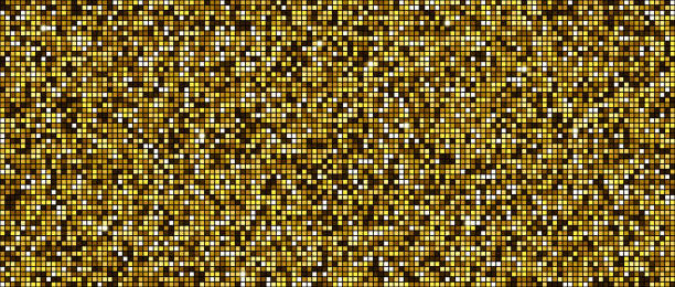 istock Seamless pixelated golden texture. Yellow noise grain pattern. Shining sparkling gold mosaic background. Yellow square glitter vector background 1497300856