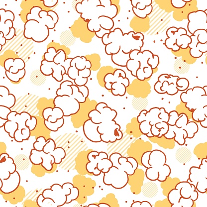 Butter Popcorn Snack Party Vector Art Graphic Seamless Pattern can be use for background and apparel design