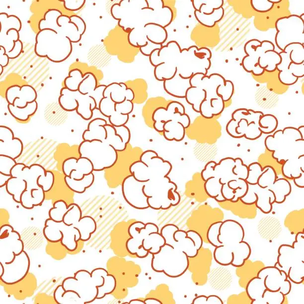 Vector illustration of Butter Popcorn Snack Party Vector Art Graphic Seamless Pattern