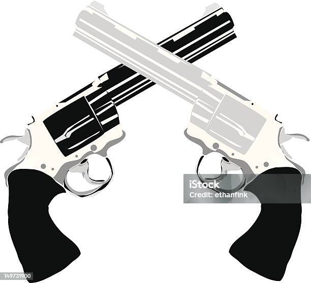 Ilustración de Dos Handguns Pistols y más Vectores Libres de Derechos de Número 45 - Número 45, Arma de mano, Arma