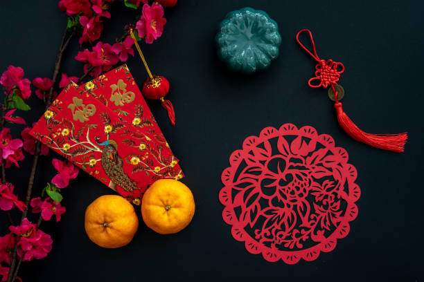 istock Chinese lunar new year decoration over black background. 1497320284