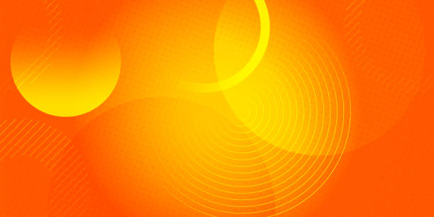 abstrakter hintergrund mit buntem orangefarbenem und gelbem farbverlauf und geometrischem kreisformelementdesign. moderner futuristischer orangefarbener abstrakter flüssiger formhintergrund mit farbverlauf.  sommertapete mit orangefarbenen farbverlaufswel - 2589 stock-grafiken, -clipart, -cartoons und -symbole