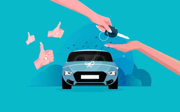 Vector illustration of Buying new car concept.