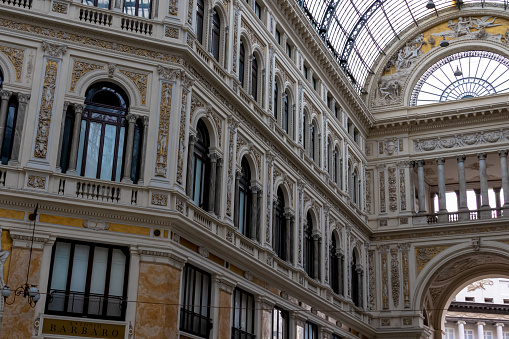 Public shopping mall built in 1887 named after King Umberto, Galleria Umberto I is part of the Unesco World Heritage Old Town. Galleria Principe Di Napoli, Naples, Campania, Italy, Europe