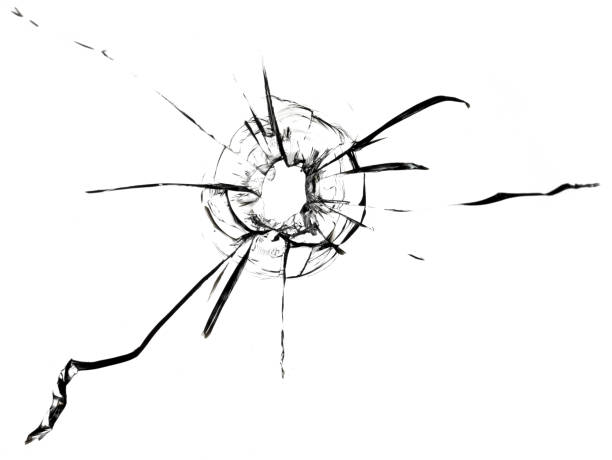 istock Cracks on the glass from gunshots. Broken window texture. 1497335755