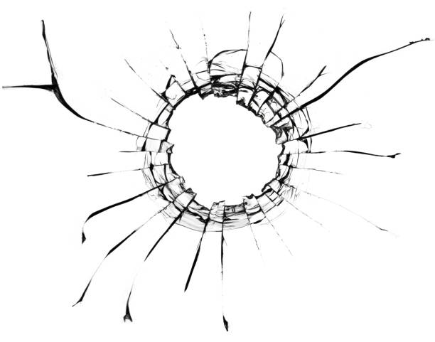 istock Cracked broken glass on a white background. Damaged window texture. 1497335775