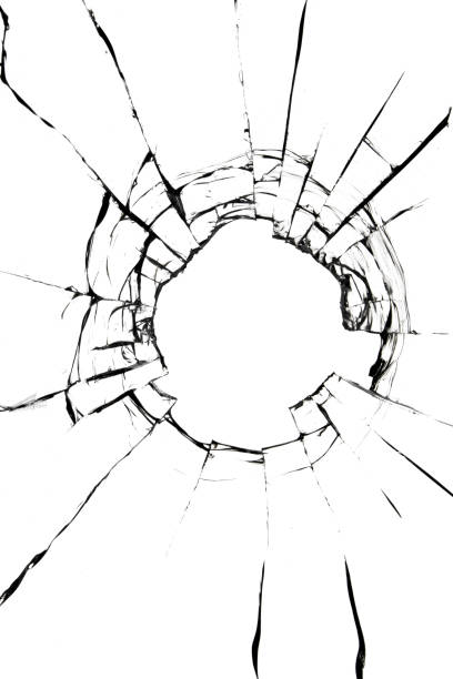 istock Cracked window hole texture. Photo effect on white background for design. 1497335814