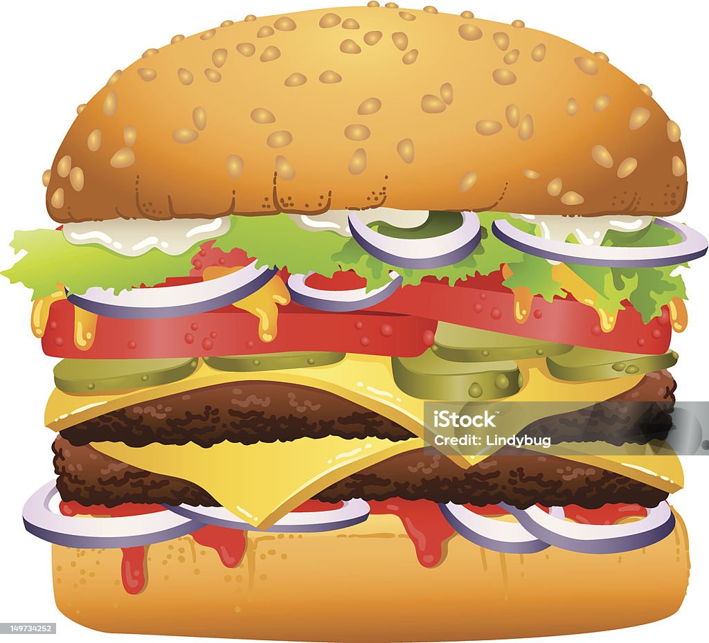 Pyszne smaczny hamburger - Grafika wektorowa royalty-free (Bez ludzi)