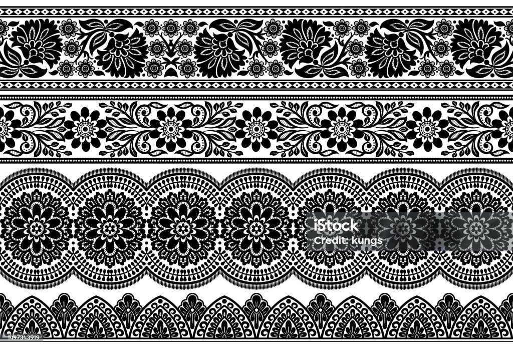 Patterns For Frame Vector Set Of Floral Elements Seamless Pattern For Frames And Borders ...