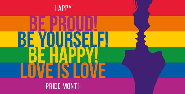 be proud banner - der lgtb+ pride month - v1 - pride month stock-grafiken, -clipart, -cartoons und -symbole
