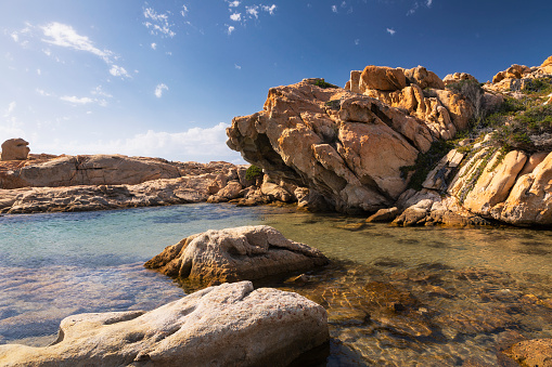 A glimpse of one of the coves in Carloto in La Maddalena, Sardinia, Italy, Europe