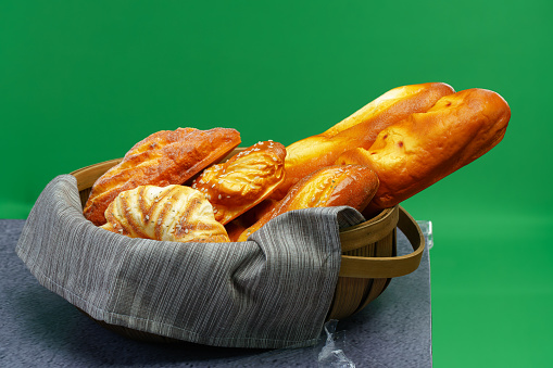 Various kind of breads in the basket