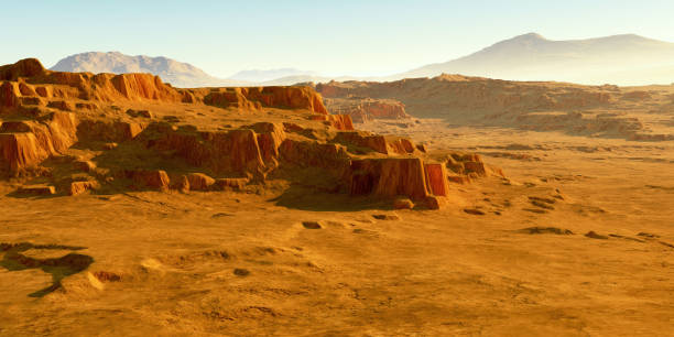 istock Sunset on Mars. Desert martian landscape 1497354877