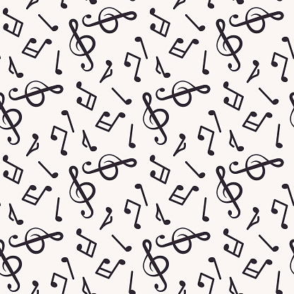 monochrome seamless pattern with music notes