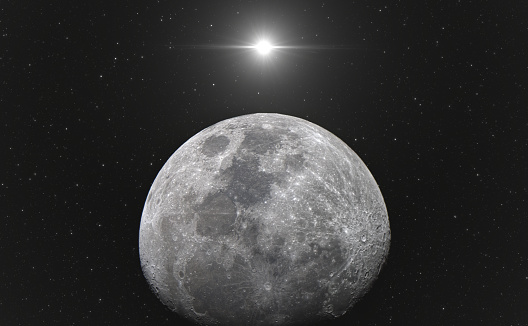 Moon seen through 10 inch telescope. Photo combination