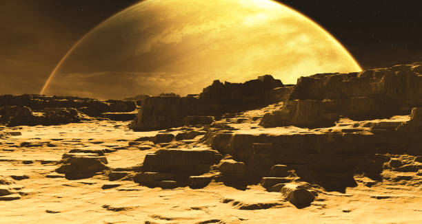 istock Extrasolar gas giant planet with extrasolar moon, exomoon in deep space 1497358769