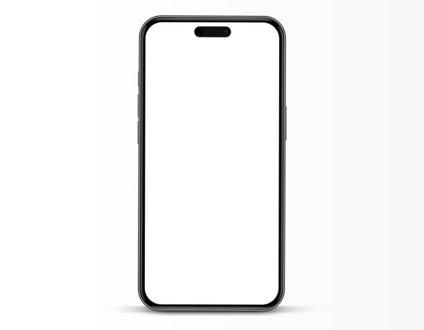 istock 3D realistic high quality smartphone mockup with isolated background. Smart phone mockup collection. Device front view. 3D mobile phone with shadow on white background. 1497363273