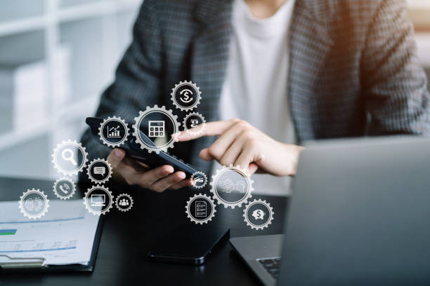 istock Male working with tablet and using a calculator to calculate the numbers of static in office. Finance accounting concept 1497366129
