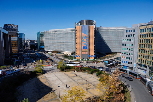 Brussels, Belgium, December 2022, The Berlaymont, headquarters of the European Commission, the executive branch of the European Union (EU).