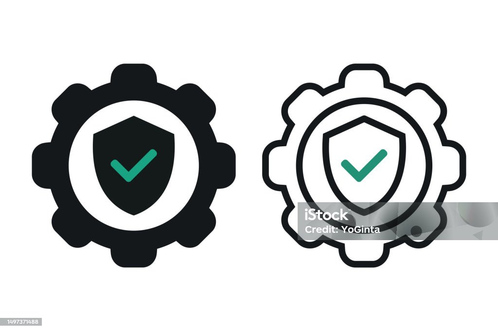 Gear Uid For Sign Shield Gear Sign Symbol Protection Settings Illustration Vector Stock ...