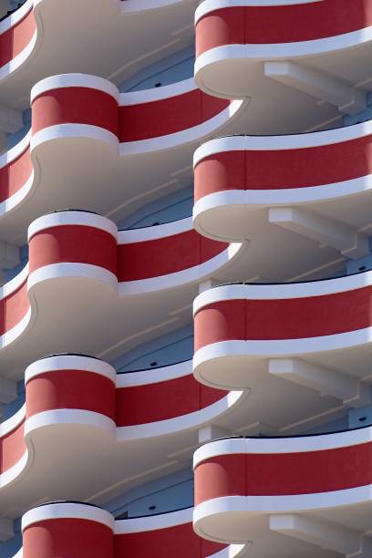 Free Stock Photo of Modern building with red balconies and shadow ...