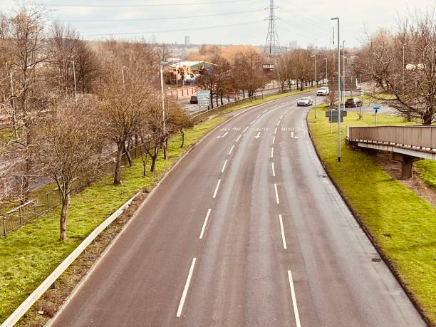 High angle view of British roads