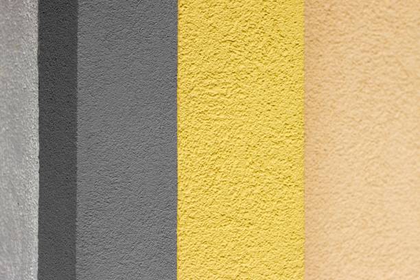 the lines are painted multi - colored, including yellow and gray