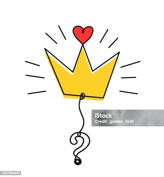 Question Crown Abstract Color Crown With Question Mark As Line Drawing On White Stock ...