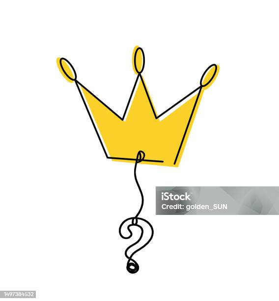Question Crown Abstract Color Crown With Question Mark As Line Drawing On White Stock ...