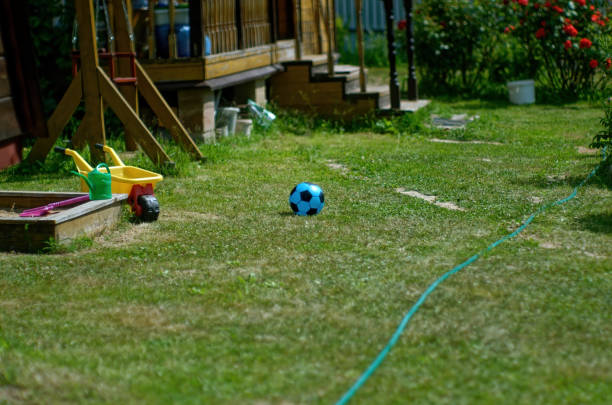 Old toys in the sandbox, russia