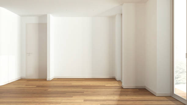 istock Wooden empty room interior design, open space with parquet floor and white walls, modern contemporary architecture concept idea 1497405728
