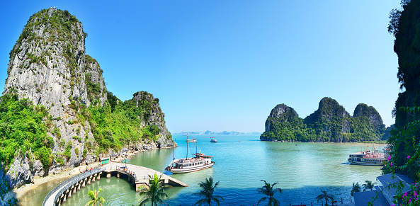 Seascape at Halong Bay, Vietnam. Unesco World Heritage Site. Composite photo