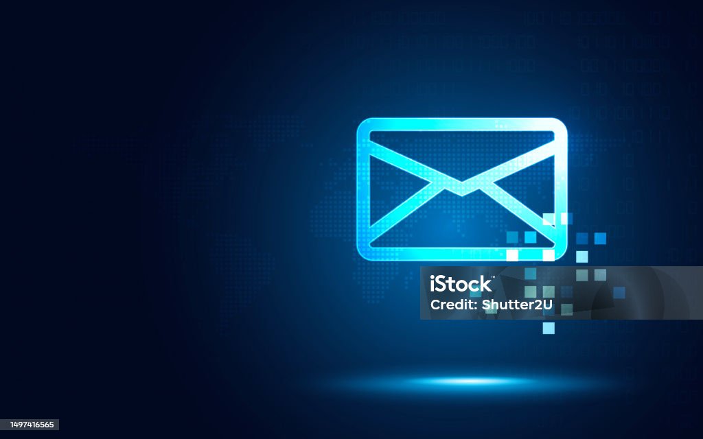 Futuristic Blue Digital Express Email Envelope And Parcel Abstract ...