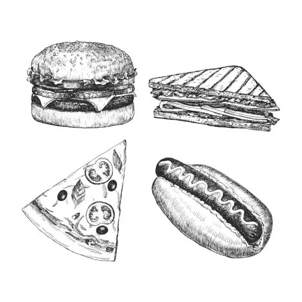 Vector illustration of Fast Food Menu.