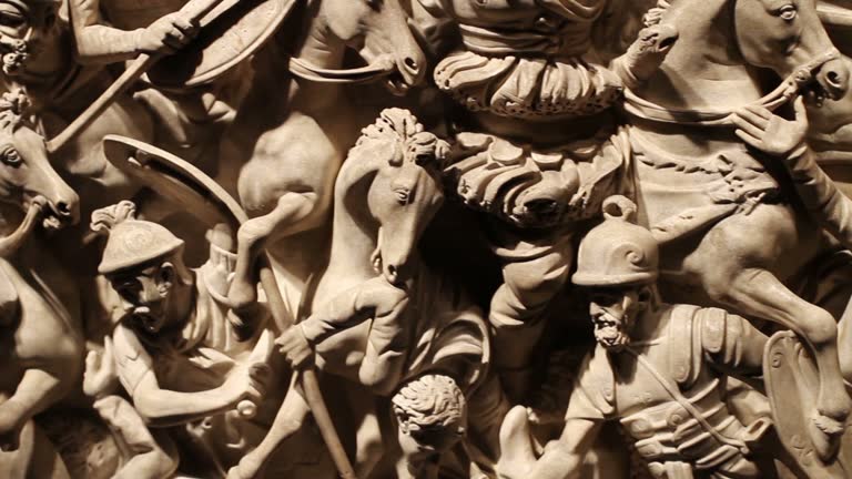 Roman empire battle bas relief